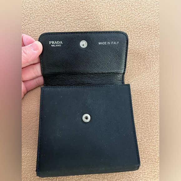 Preowned Prada Nylon Logo plate black trifold wallet - Picture 5 of 15